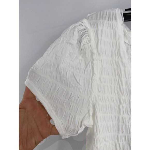 30 M Free People NWT Sugar Cube Crinkle Fabric Short Sleeve Tee Optic White Smal - Picture 6 of 12